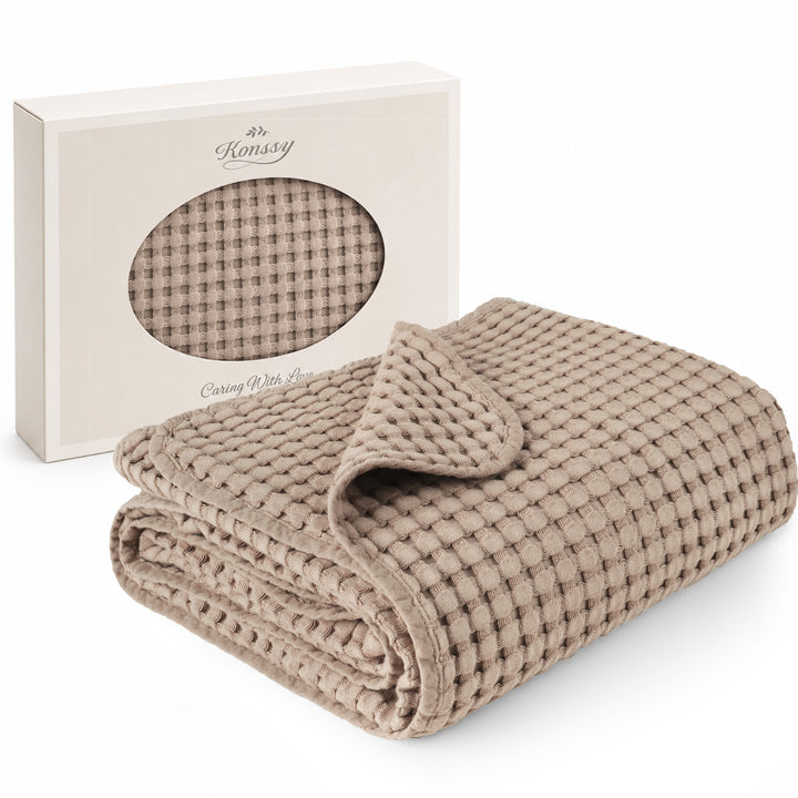 Konssy Waffle Baby Blanket for Boys & Girls, Soft Newborn Swaddle Blanket Waffle Knit, Cozy Crib Blanket Neutral for Nursery, Stroller & Toddler Bed, Machine Washable, 47" x 33"