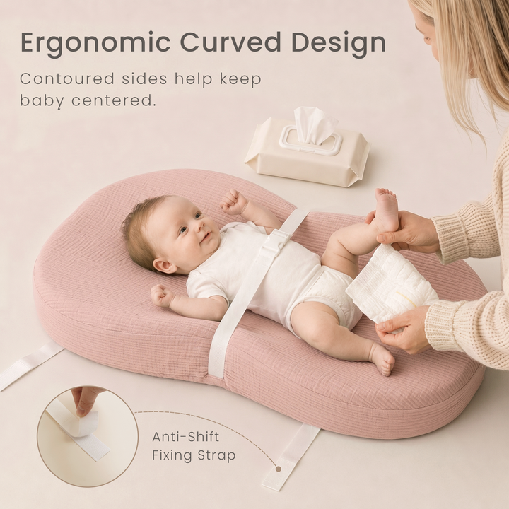 Konssy Muslin Changing Pad with Waterproof Lining Foam, Includes 2 Pack Soft & Cotton Cover, Baby Diaper Changing Pad for Dresser or Table, 32x18 inches