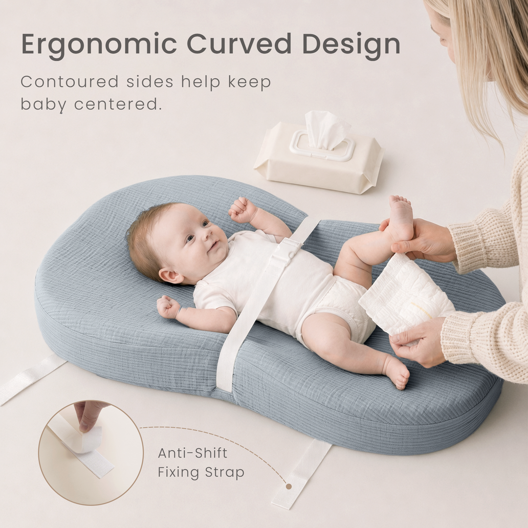 Konssy Muslin Changing Pad with Waterproof Lining Foam, Includes 2 Pack Soft & Cotton Cover, Baby Diaper Changing Pad for Dresser or Table, 32x18 inches