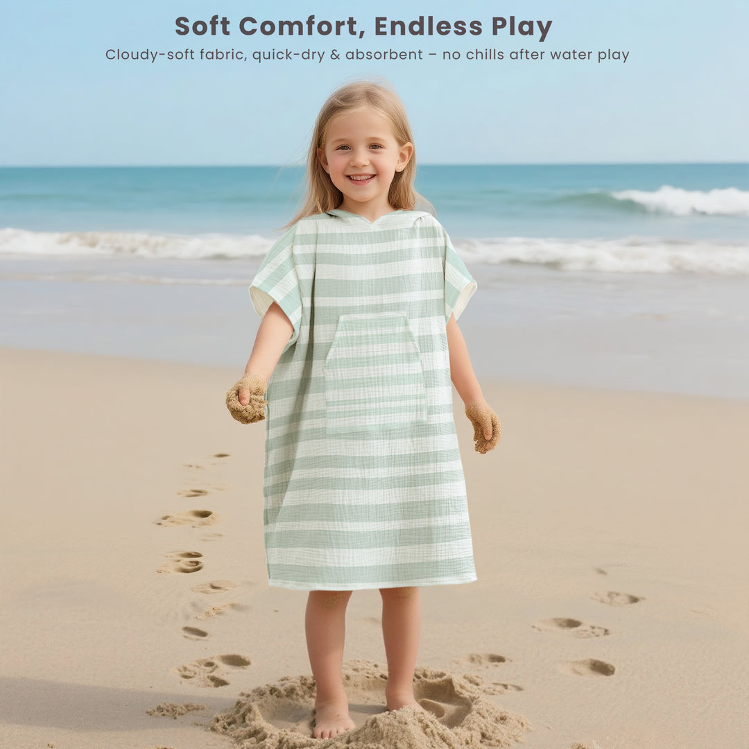 Konssy Muslin Hooded Bath Towels for Kids, 100% Cotton