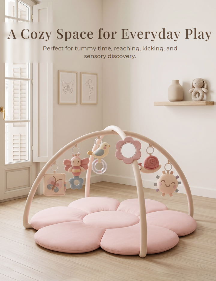 Konssy Baby Play Gym & Activity Mat, Oversized Flower-Shaped Tummy Time Mat