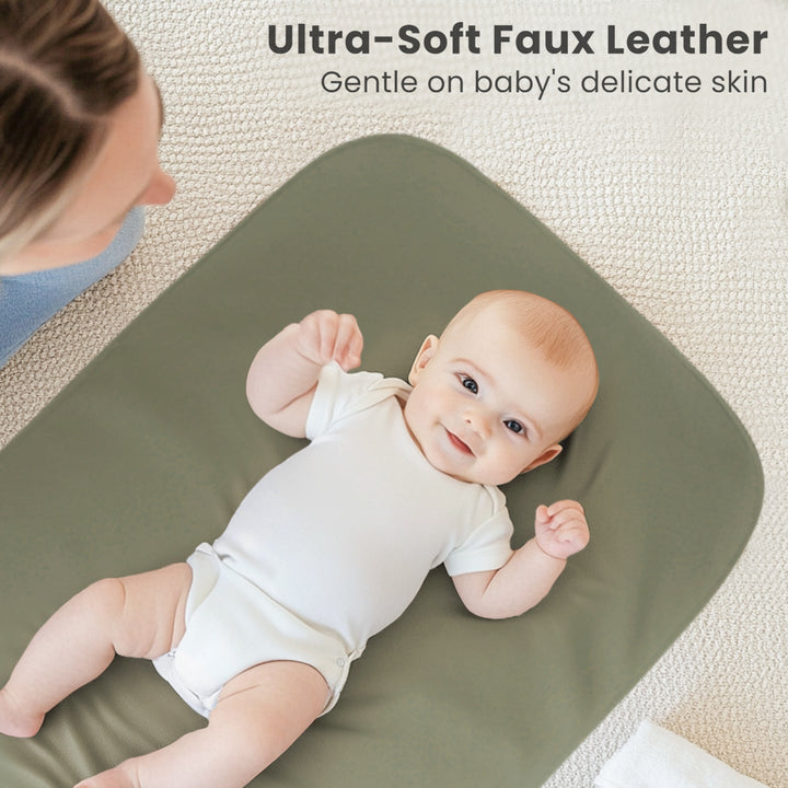 Konssy Faux Leather Baby Changing Mat, Waterproof, Wipeable & Portable Diaper Changing Pad for Travel or Home