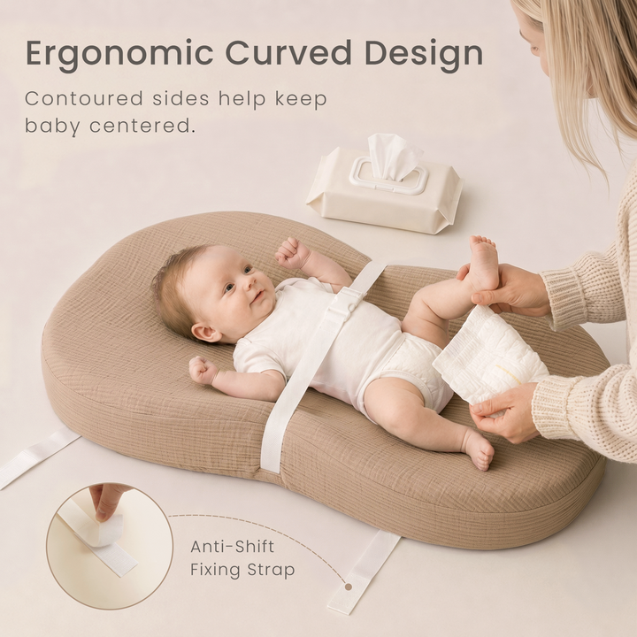 Konssy Muslin Changing Pad with Waterproof Lining Foam, Includes 2 Pack Soft & Cotton Cover, Baby Diaper Changing Pad for Dresser or Table, 32x18 inches