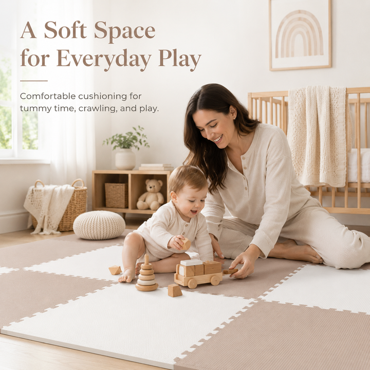 Konssy Baby Foam Play Mat, Interlocking EVA Floor Tiles, Waterproof Crawling Mat for Nursery and Playroom