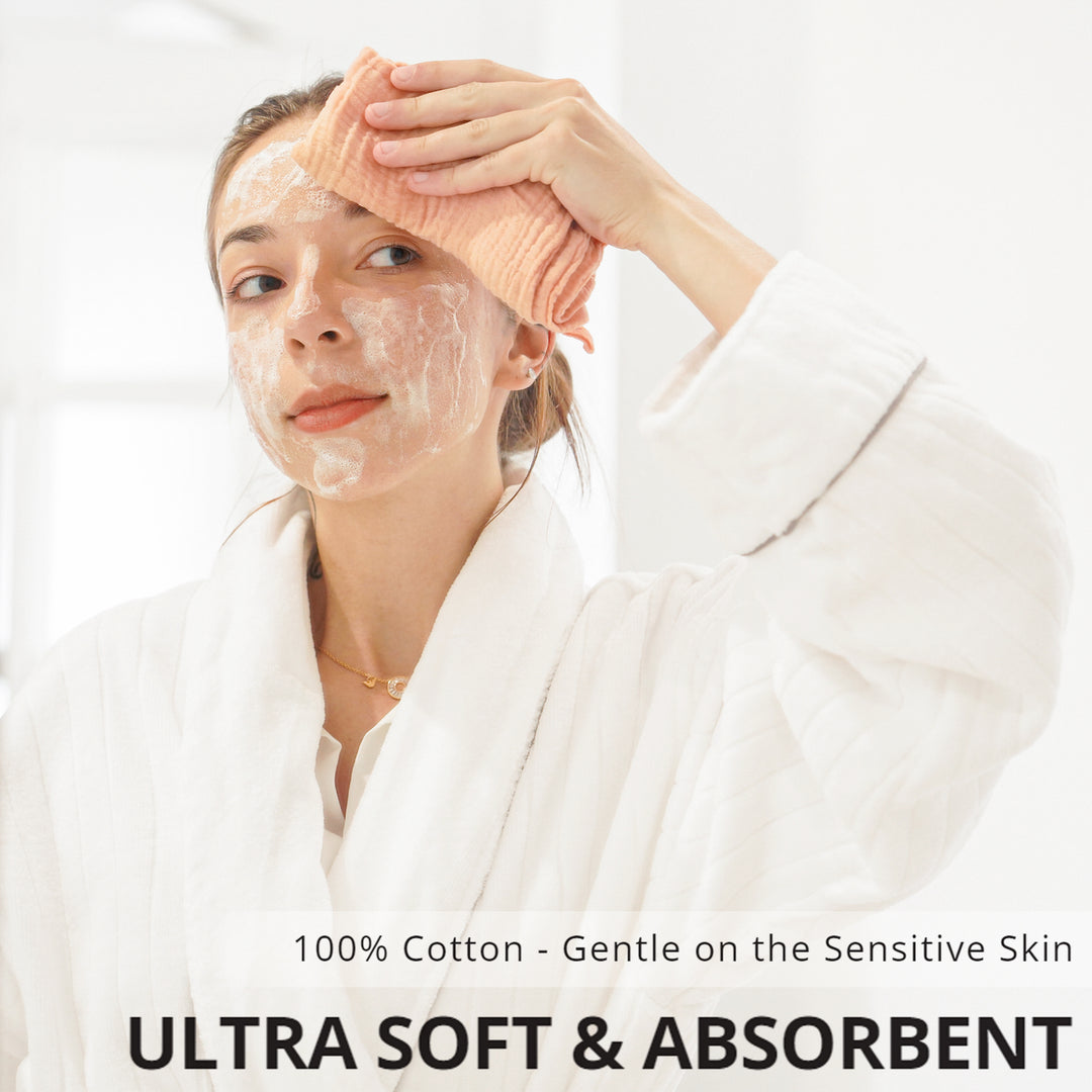 Konssy 7-Pack Ultra Soft Muslin Cotton Face Wash Cloths