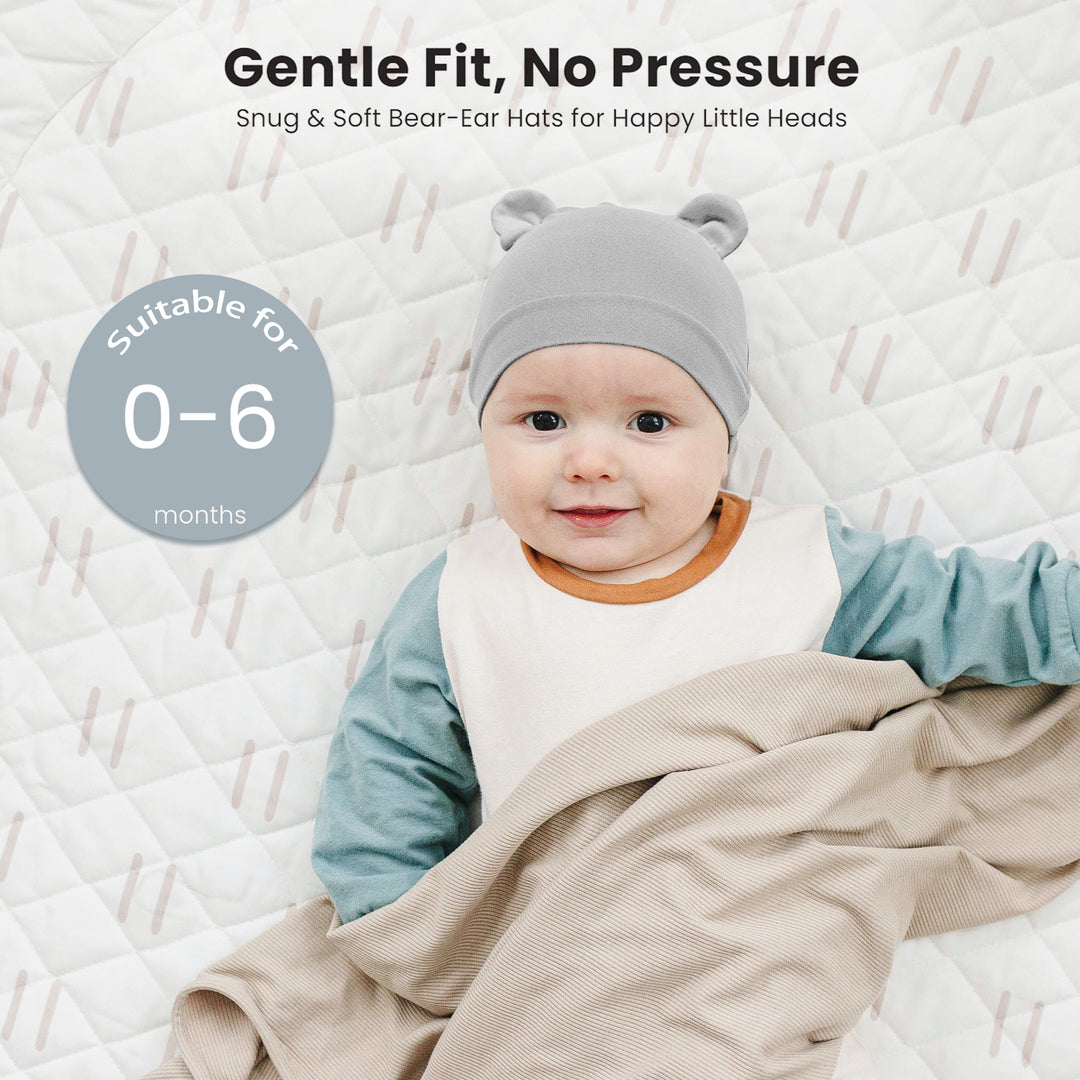 Konssy 6-Pack Baby Newborn Hats with Bear Ears