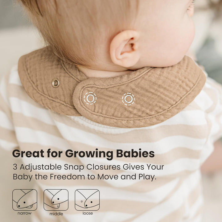 Konssy 10-Pack Muslin Baby Bibs, Soft Cotton Bandana Bibs for Drooling & Teething