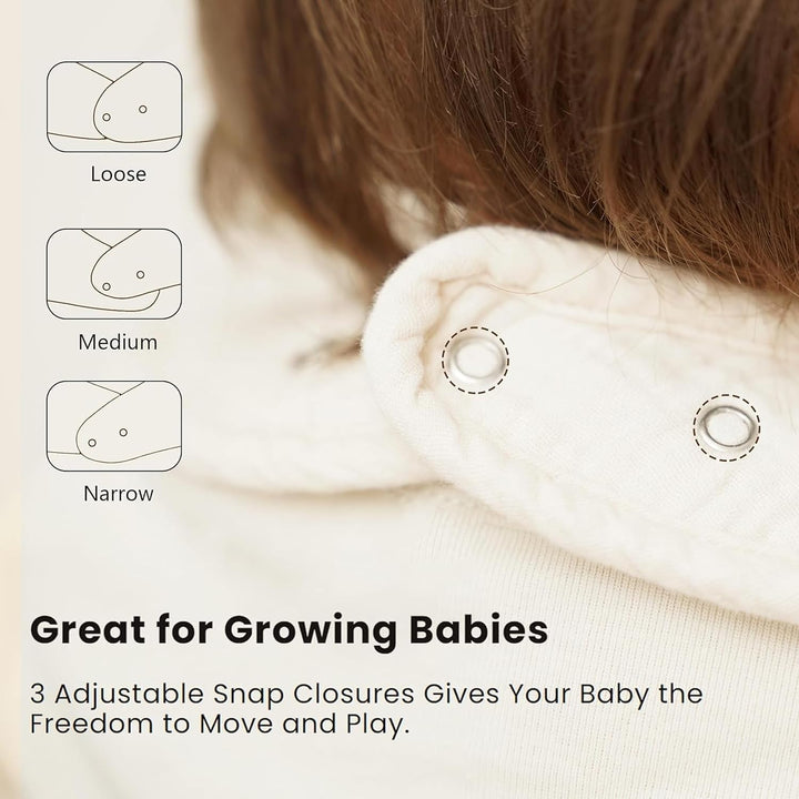Konssy 8-Pack Muslin Baby Bibs, Adjustable Fit for Drooling and Teething Soft Absorbent, Drool Bibs for Baby Boys Girls, Cotton Front with Fleece Backing, Newborn to Toddler 0-36M