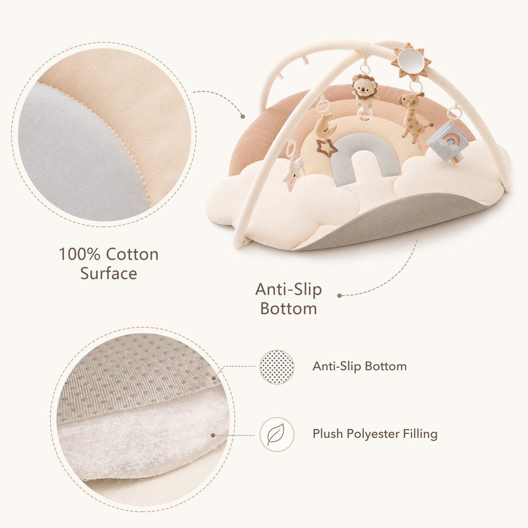 Konssy Baby Play Gym & Activity Mat, Oversized Flower-Shaped Tummy Time Mat