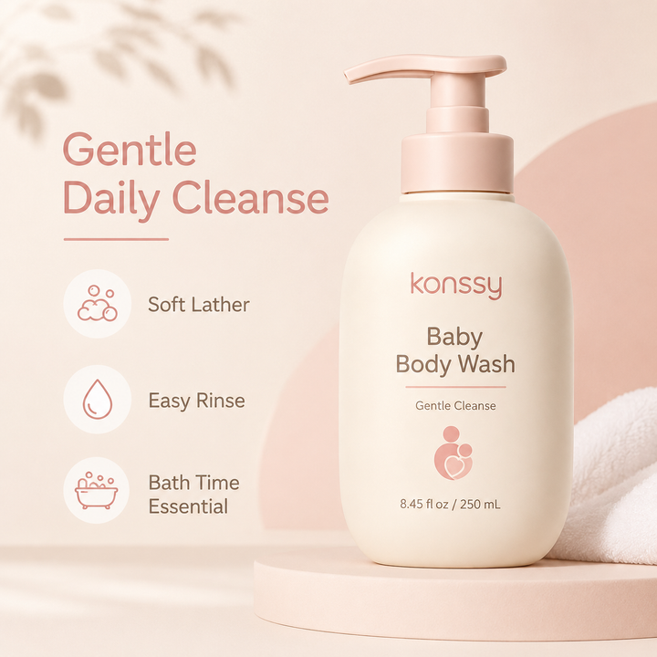 Konssy Baby Body Wash, Gentle Daily Cleanser with Soft Lather and Easy Rinse