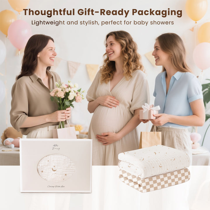 Konssy 2 Pack Waterproof Muslin Cotton Portable Changing Pad 30"x 17", Soft & Foldable Baby Changing Mat Travel Pad with Terry Backing, Shower Gift for Newborn Girls Boys
