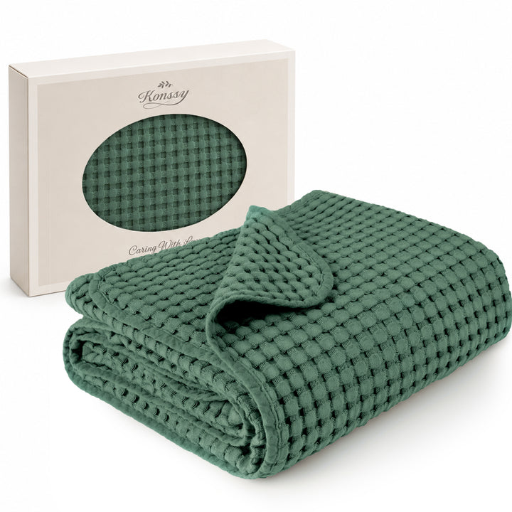 Konssy Waffle Baby Blanket for Boys & Girls, Soft Newborn Swaddle Blanket Waffle Knit, Cozy Crib Blanket Neutral for Nursery, Stroller & Toddler Bed, Machine Washable, 47" x 33"
