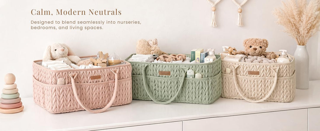 Konssy Baby Diaper Caddy Organizer, Braided Quilted Design with PU Handles - product details 8