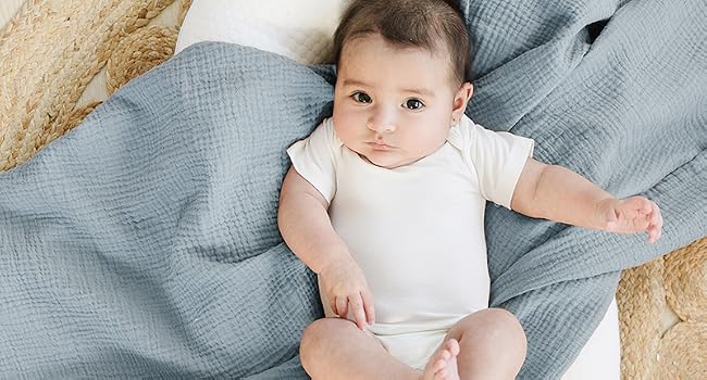 Konssy Muslin Swaddle Blankets, 100% Cotton Receiving Blankets, 47"x 47" - product details 3