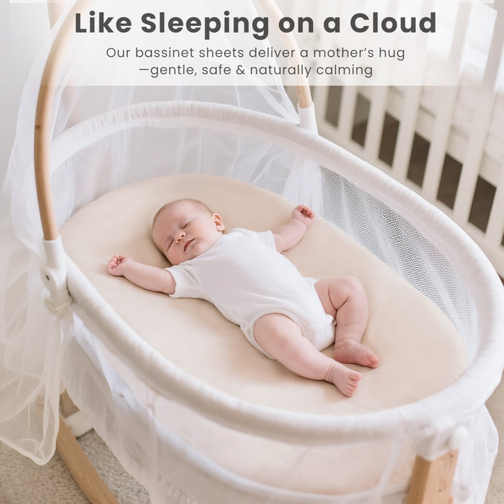 Konssy 3 Pack Stretchy Bassinet Sheets for Baby Girl Boy, Soft Breathable Baby Bassinet Mattress Sheets Fit for Hourglass Oval Cradle, Moses Basket Rectangle Mattress