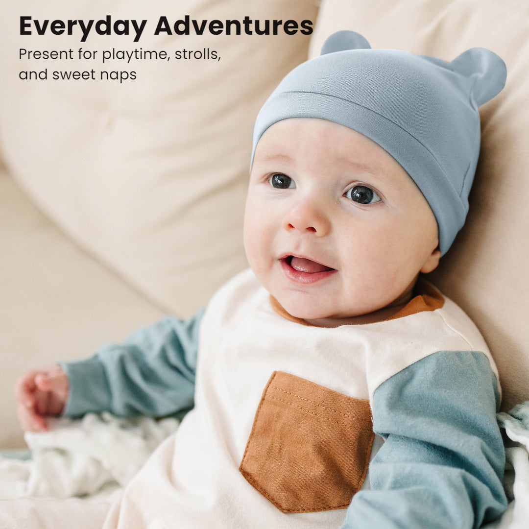 Konssy 6-Pack Baby Newborn Hats with Bear Ears