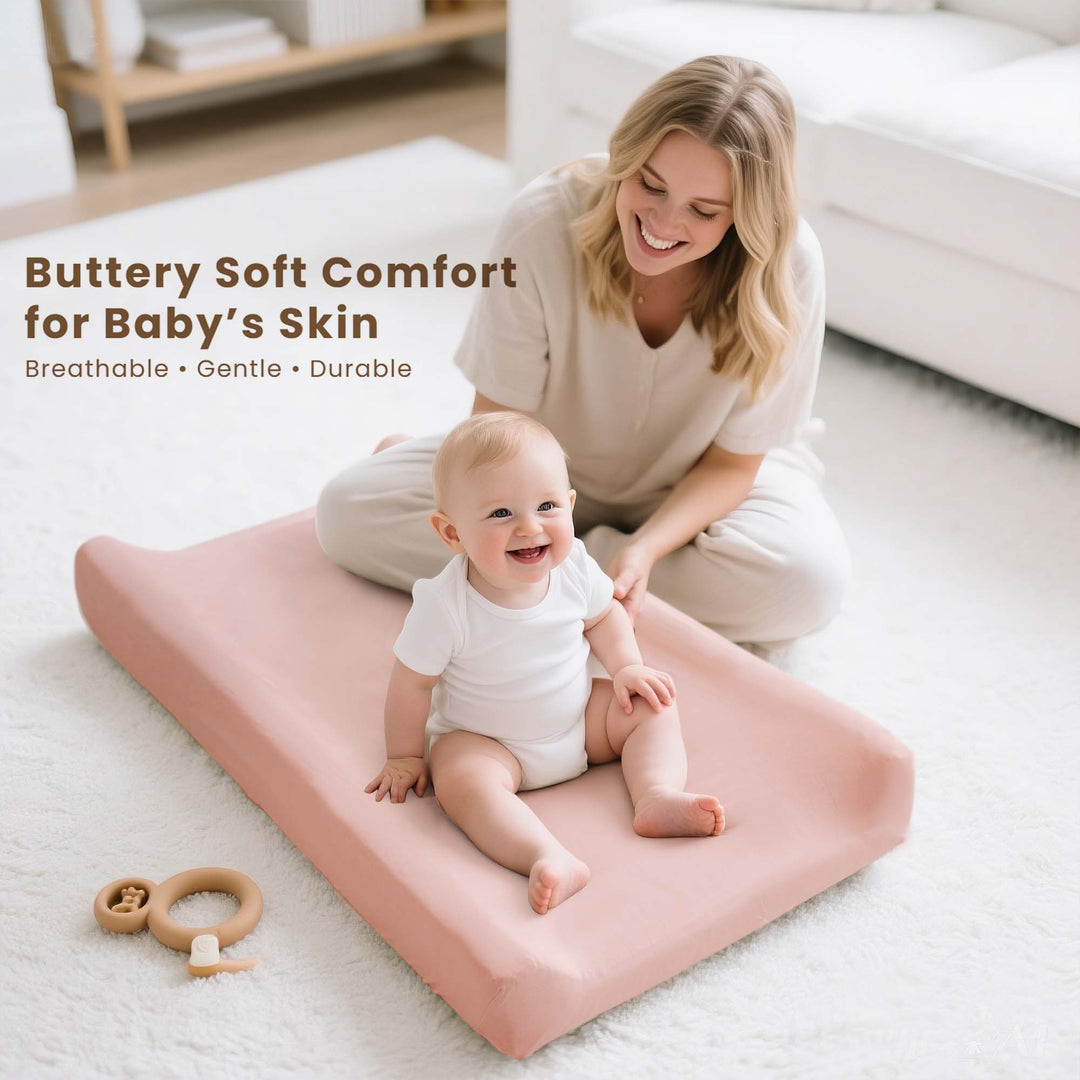 Konssy 3 Pack Stretchy Changing Pad Covers for Girl, Boy, Silky Soft Changing Table Cover, Breathable Baby Nursery Diaper Chang Pad Sheets