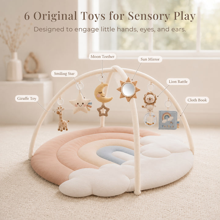 Konssy Baby Play Gym & Activity Mat, Oversized Flower-Shaped Tummy Time Mat