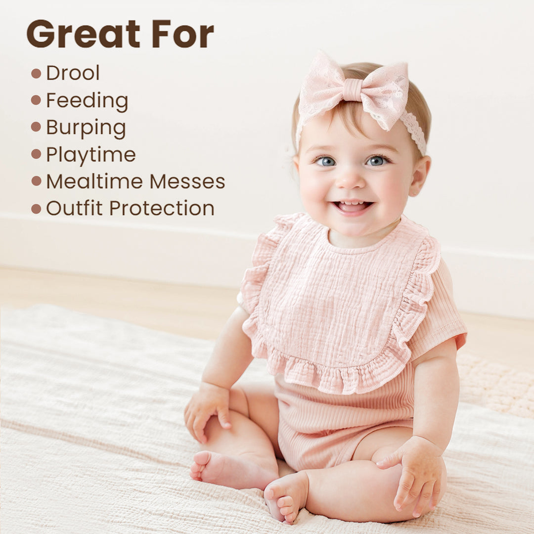 Konssy Muslin Baby Bibs for Girls – Soft 100% Cotton Drool Bibs