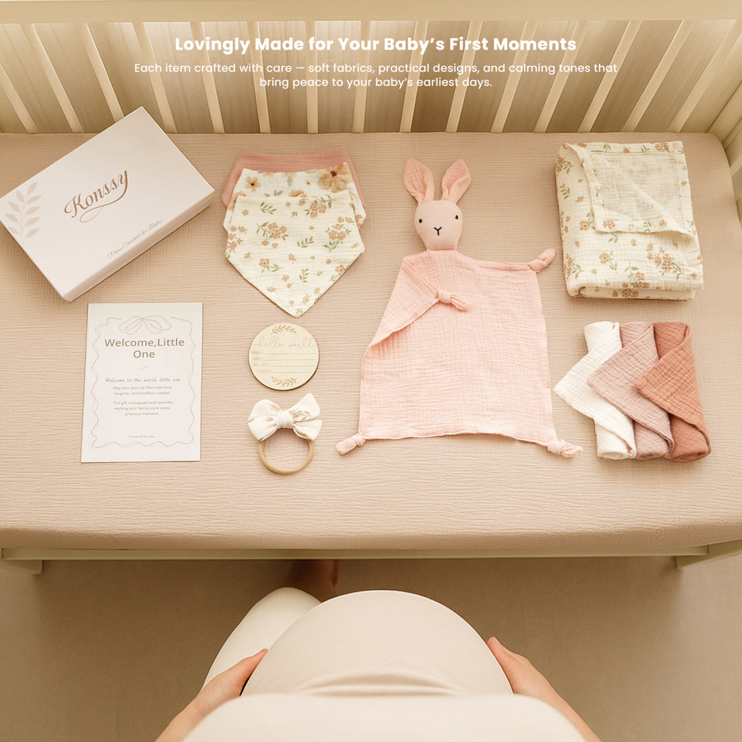 Konssy Baby Shower Gifts, Baby Girl Newborn Essentials Set, Gender Reveal Gifts