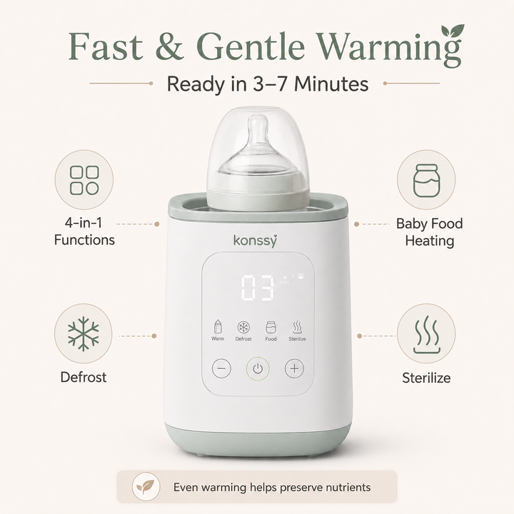 Konssy Baby Bottle Warmer, 4-in-1 Milk Warmer and Sterilizer for Breastmilk