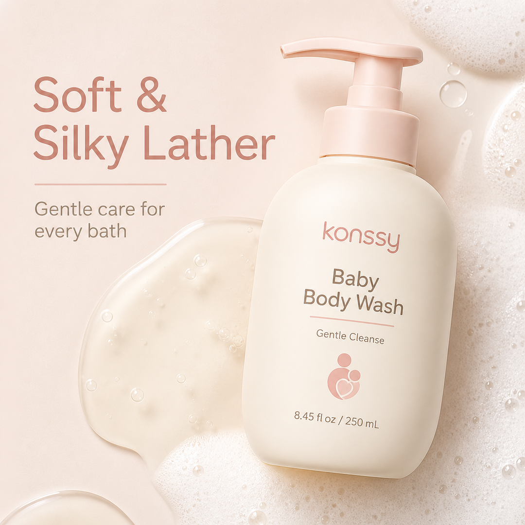 Konssy Baby Body Wash, Gentle Daily Cleanser with Soft Lather and Easy Rinse