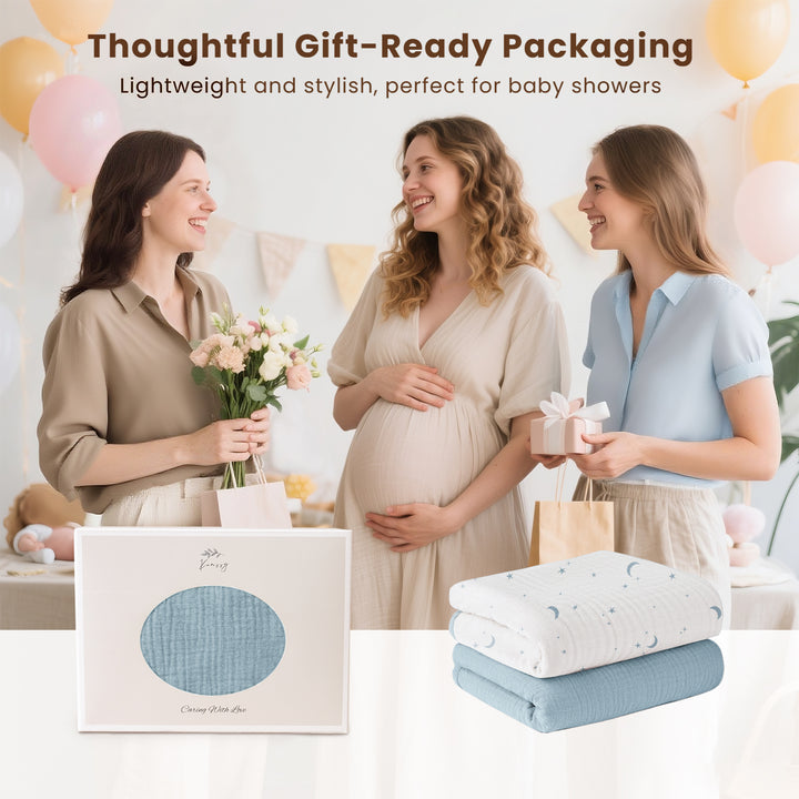 Konssy 2 Pack Waterproof Muslin Cotton Portable Changing Pad 30"x 17", Soft & Foldable Baby Changing Mat Travel Pad with Terry Backing, Shower Gift for Newborn Girls Boys