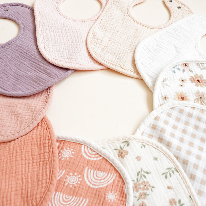 Konssy 10-Pack Muslin Baby Bibs, Soft Cotton Bandana Bibs for Drooling & Teething