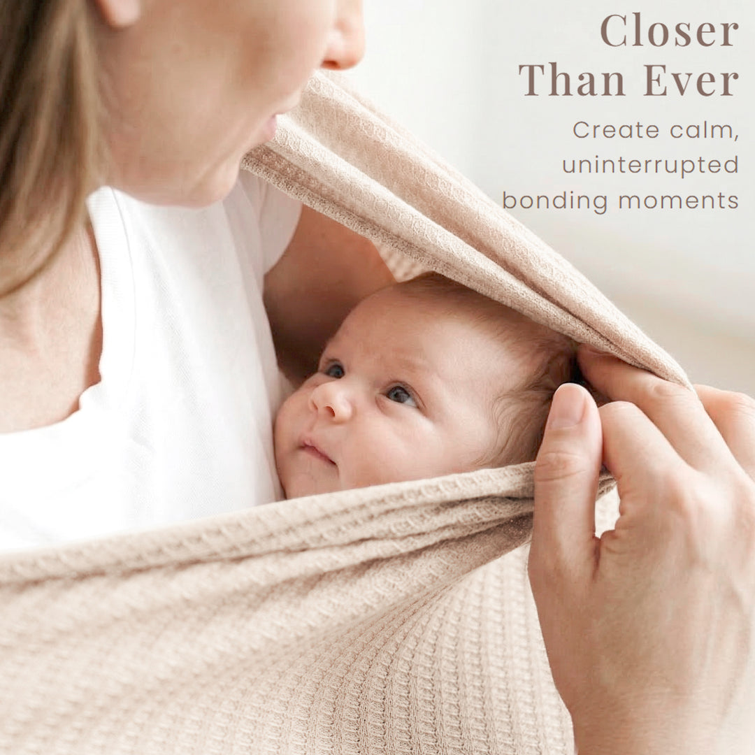 Konssy Nursing Cover for Breastfeeding, Soft & Breathable Privacy Poncho, Multi-Use Feeding Shawl, Comfortable & Portable Breastfeeding Cover for Women (Beige)