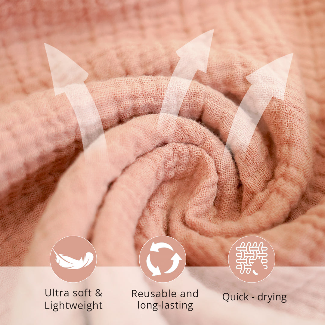 Konssy 7-Pack Ultra Soft Muslin Cotton Face Wash Cloths