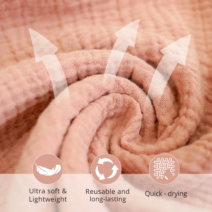 Konssy 7-Pack Ultra Soft Muslin Cotton Face Wash Cloths