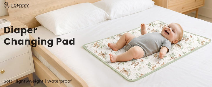 Konssy 2 Pack Waterproof Muslin Portable Changing Pad, Diaper Changing Mat - product details 1