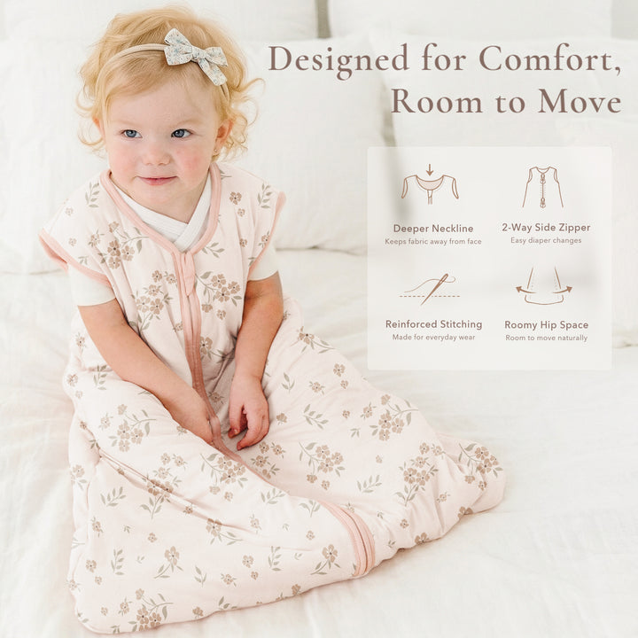 Konssy Rayon Made from Bamboo Baby Sleep Sack, 1.0 TOG Quilted Baby Wearable Blanket with 2-Way Zipper, Sleeping Bag