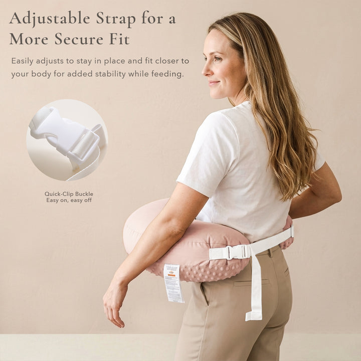 Konssy Nursing Pillow for Breastfeeding and Bottle Feeding, Safety Guard Baby Feeding Pillow, Gentle Incline, Waist Strap, Side Pocket for New Moms Home and Travel