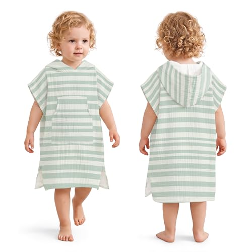 Konssy Muslin Hooded Bath Towels for Kids, 100% Cotton
