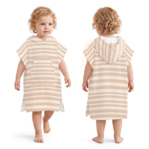 Konssy Muslin Hooded Bath Towels for Kids, 100% Cotton