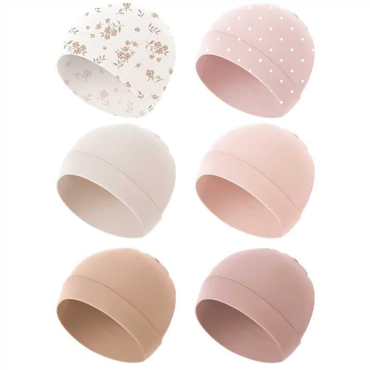 Konssy 6 Pack Baby Newborn Hats, Soft Beanie Hat for Infant Boys Girls 0-6M - Floral - image 1