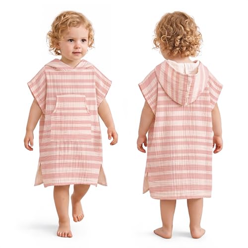 Konssy Muslin Hooded Bath Towels for Kids, 100% Cotton