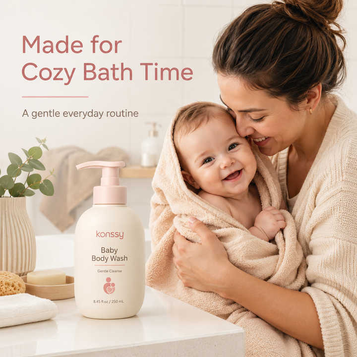Konssy Baby Body Wash, Gentle Daily Cleanser with Soft Lather and Easy Rinse