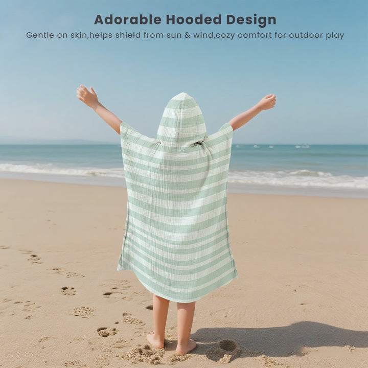 Konssy Muslin Hooded Bath Towels for Kids, 100% Cotton
