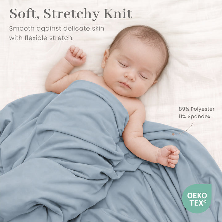 Konssy 4-Piece Newborn Swaddle Set, Stretchy Swaddle Blankets & Headbands/41"x41", Buttery-Soft & Stretchy, for Swaddling, Photos & Everyday Cuddles, Newborn Essentials