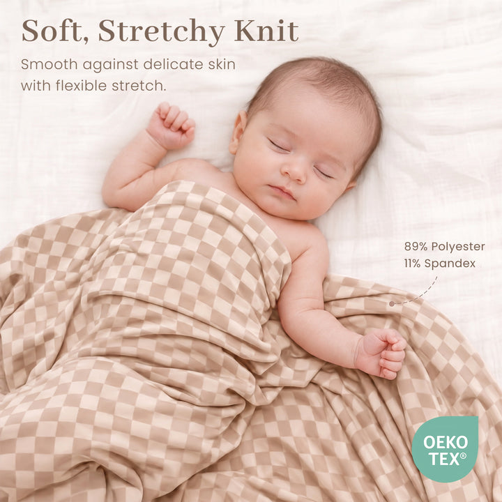 Konssy 4-Piece Newborn Swaddle Set, Stretchy Swaddle Blankets & Headbands/41"x41", Buttery-Soft & Stretchy, for Swaddling, Photos & Everyday Cuddles, Newborn Essentials