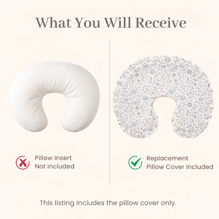 Konssy 100% Muslin Cotton Soft Nursing Pillow Covers with Ruffle Trim Covers Only, Breathable & Machine Washable Slipcover, Baby Breastfeeding Pillow Cover for Newborn Boys & Girls, in gift box