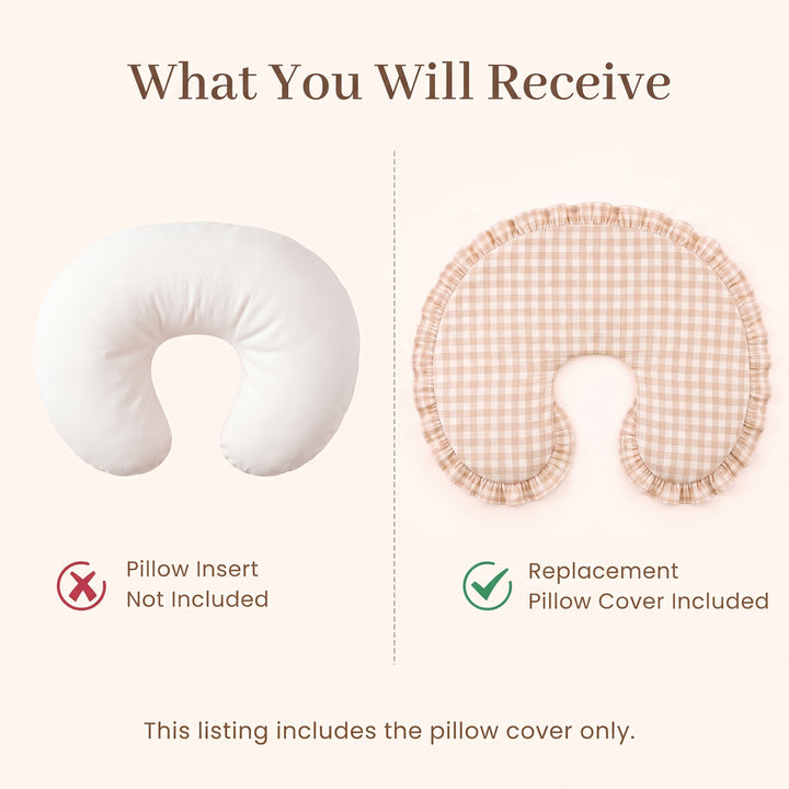 Konssy 100% Muslin Cotton Soft Nursing Pillow Covers with Ruffle Trim Covers Only, Breathable & Machine Washable Slipcover, Baby Breastfeeding Pillow Cover for Newborn Boys & Girls, in gift box
