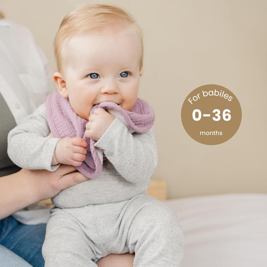 Konssy 10-Pack Muslin Baby Bibs, Soft Cotton Bandana Bibs for Drooling & Teething