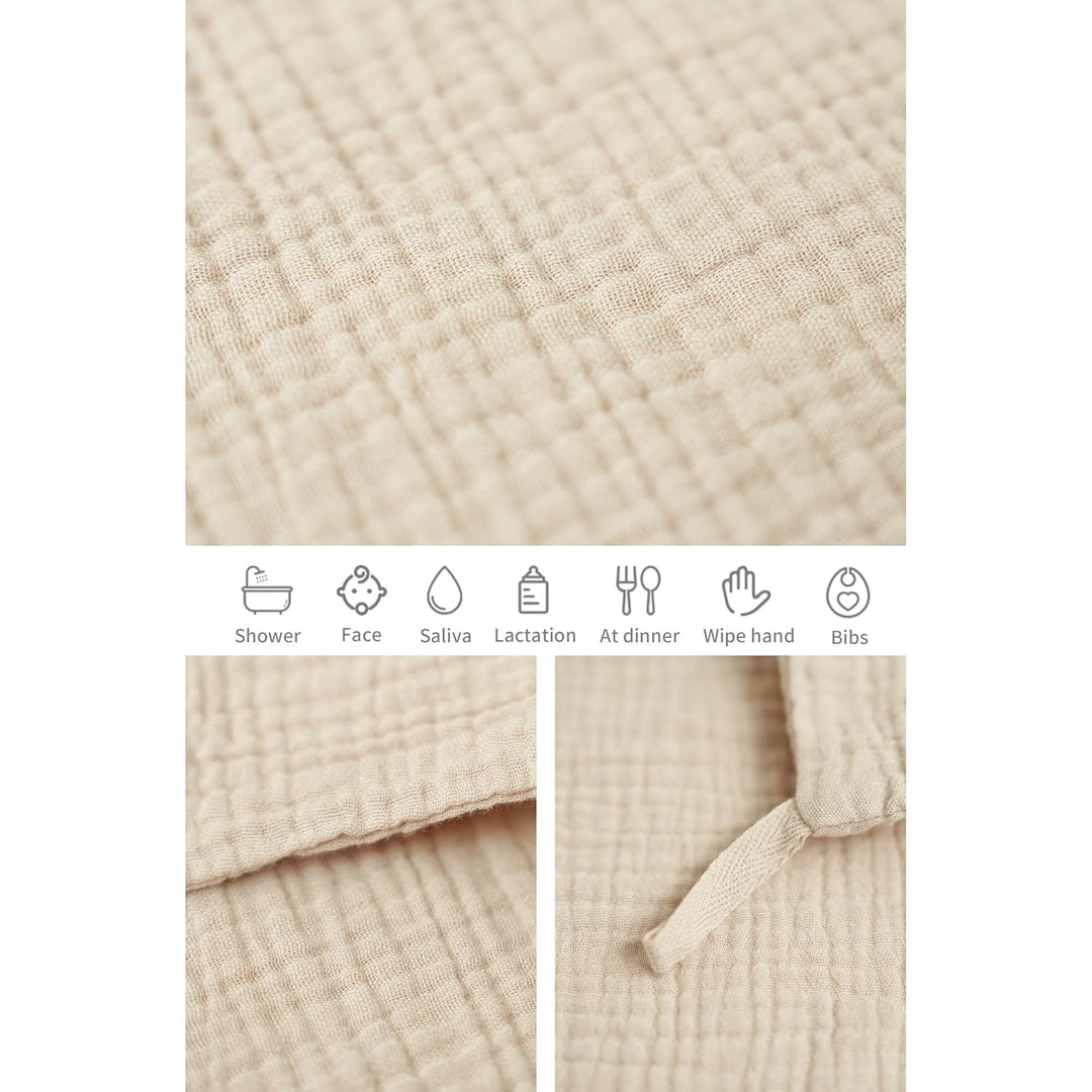 Konssy 6 Pack Baby Muslin Washcloths for Unisex 100% Cotton