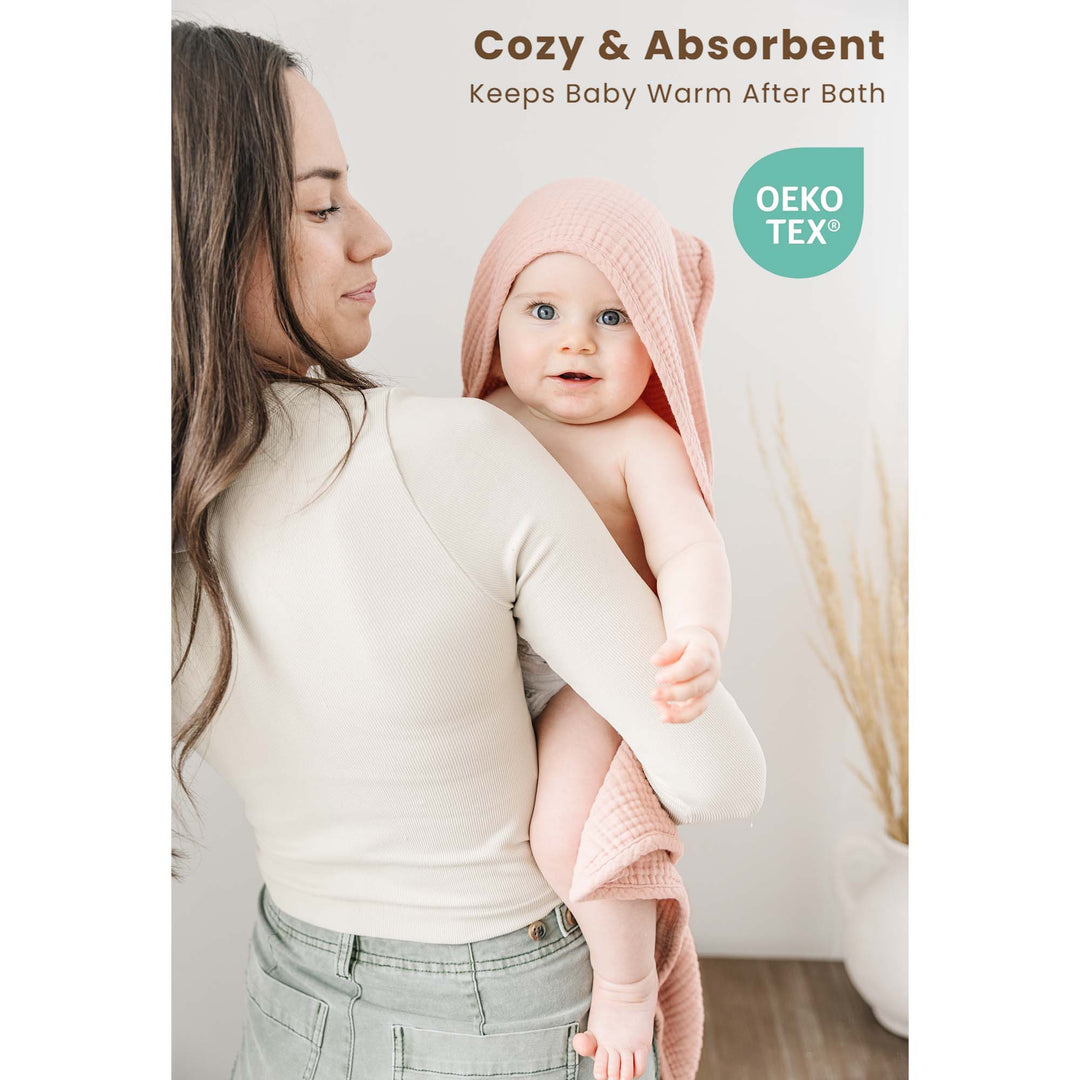 Konssy 2-Pack Muslin Hooded Baby Towels