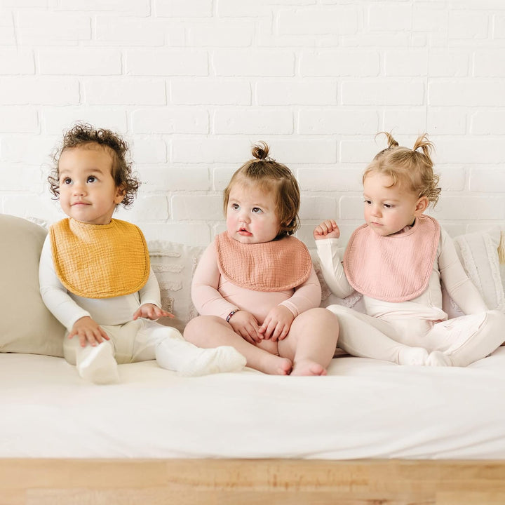 Konssy 8-Pack Muslin Baby Bibs, Adjustable Fit for Drooling and Teething Soft Absorbent, Drool Bibs for Baby Boys Girls, Cotton Front with Fleece Backing, Newborn to Toddler 0-36M