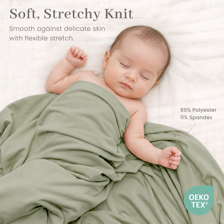 Konssy 4-Piece Newborn Swaddle Set, Stretchy Swaddle Blankets & Headbands/41"x41", Buttery-Soft & Stretchy, for Swaddling, Photos & Everyday Cuddles, Newborn Essentials