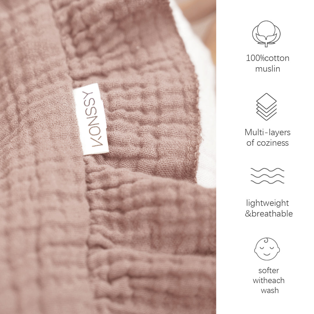 Konssy Flounce Muslin Baby Blankets, Cotton Crib Blanket for Baby Infant Toddler, Super Soft and Lightweight Nursery Blankets 40"x36"